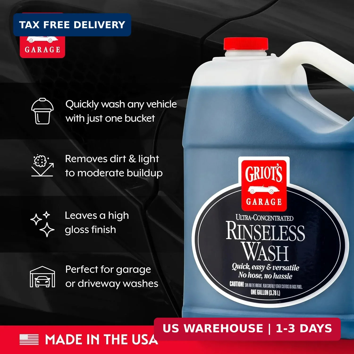 Griot’s Garage Rinseless Wash for Car Cleaning and Detailing, No-Rinse Vehicle W