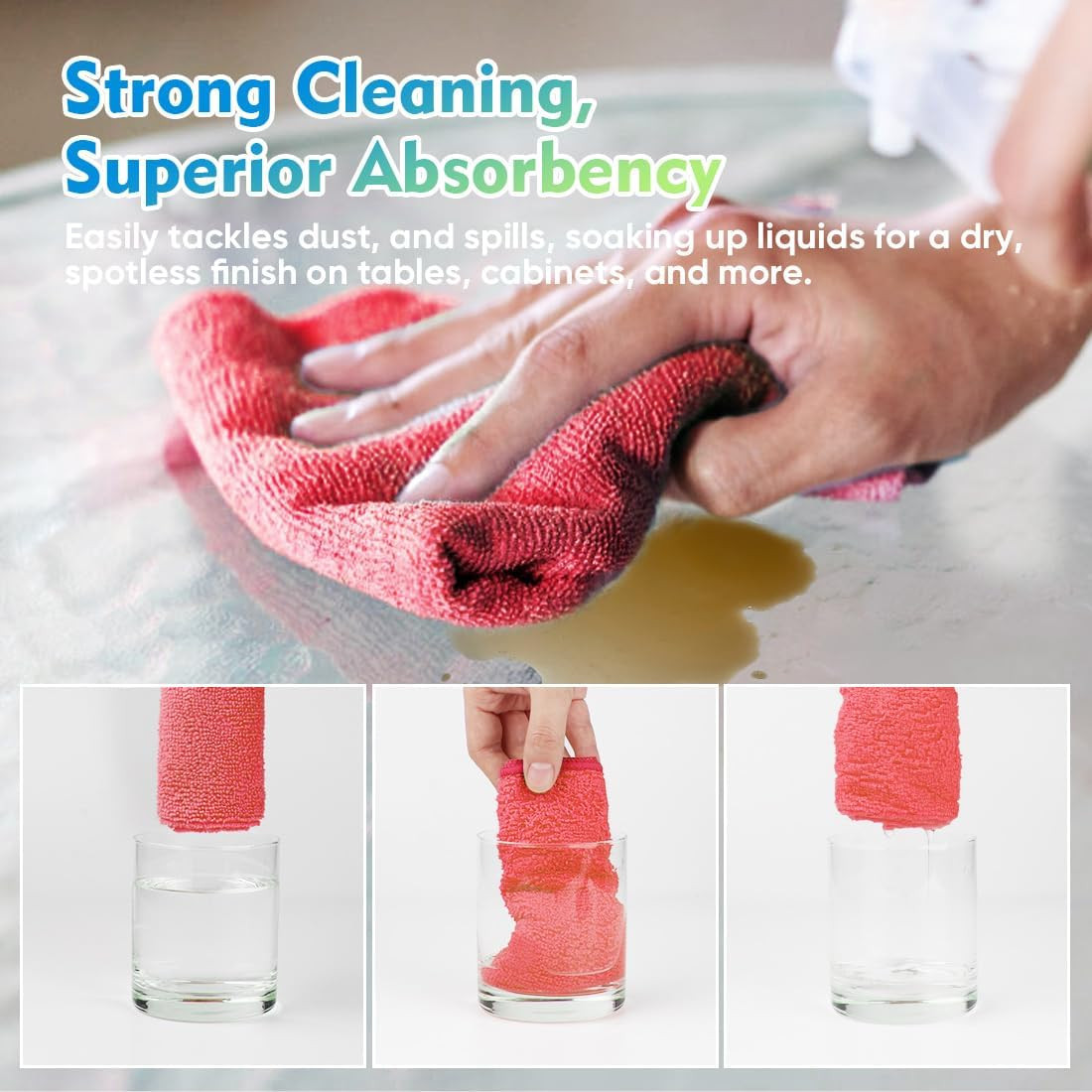 Red Microfiber Cleaning Cloth 12 Pack, 12.5 X 12.5 Inch Microfiber Towels for Ca