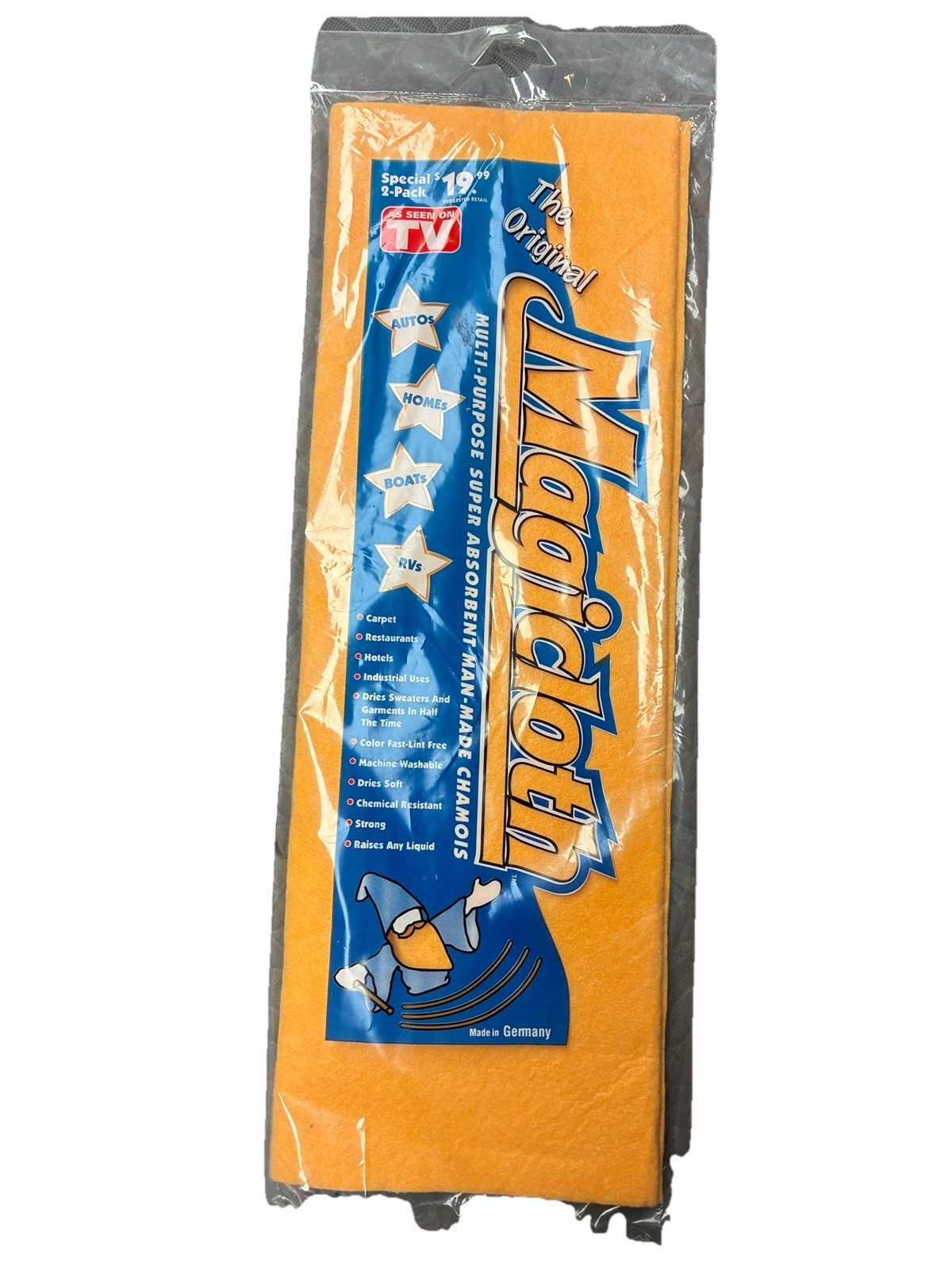 Magicloth The Original Multi-Purpose Super Absorbent Man-Made Chamois 2 Pc NEW