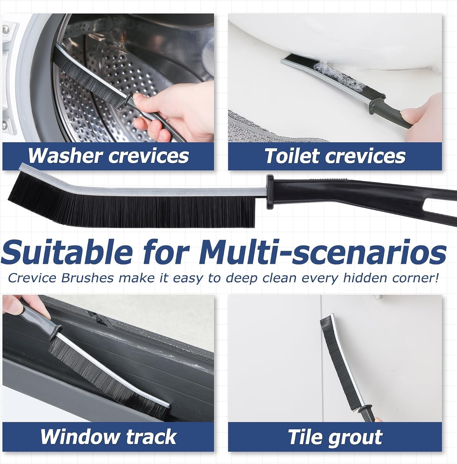 Grout Brush with Long Handle, Grout Cleaner Brush for Tile Floors, Stiff