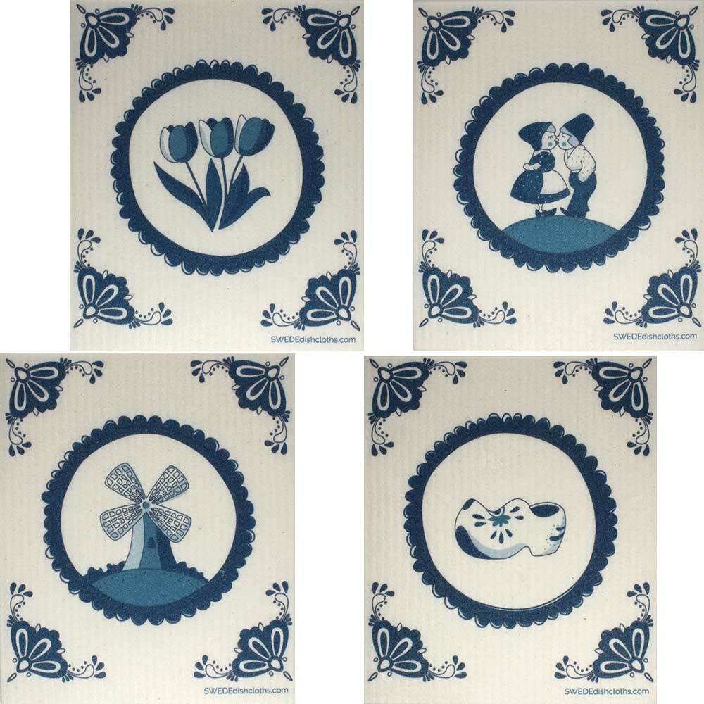 Swedish Dishcloths Dutch Design Set of 4 (one of each design) Eco Friendly Cloth