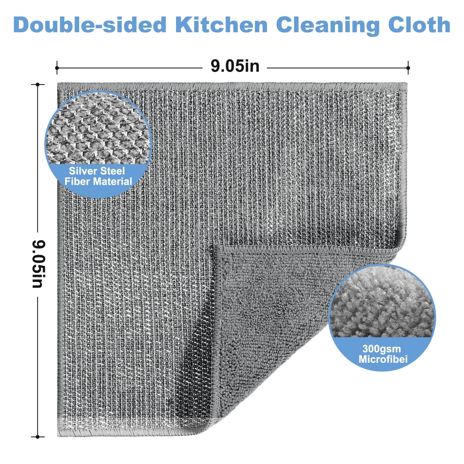 10pcs New Upgrade 2-Layer Microfiber Wire Dishcloth,Non-Scratch Wire Dishwash…