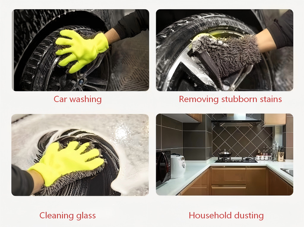 Soft Plush Wash Glove for Cars & Motorcycles & Bikes 1PCS Ambidextrous
