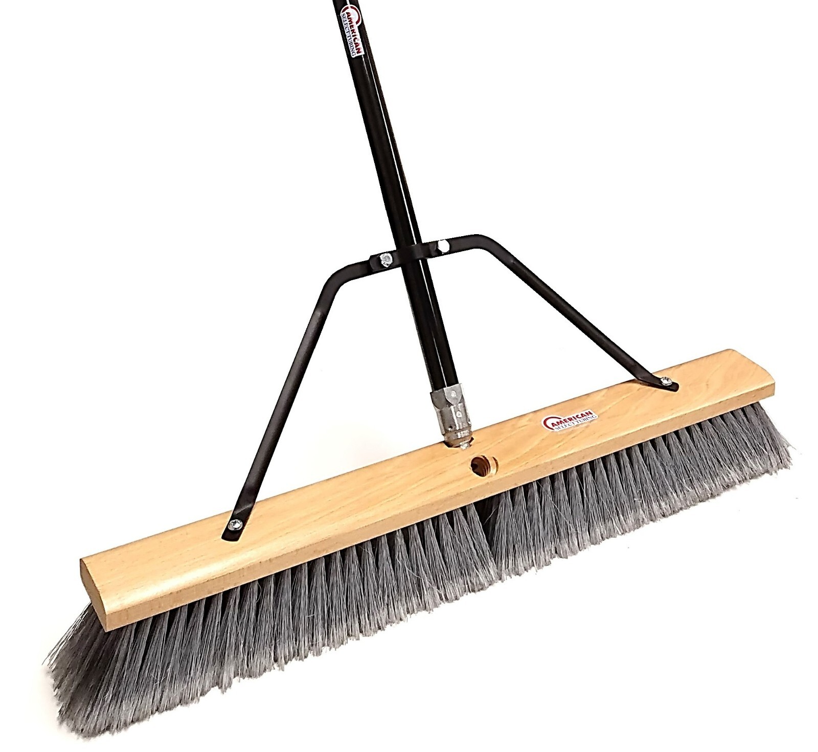 24″ Multi-Surface Push Broom with Silver/Black Handle (2 Pack)
