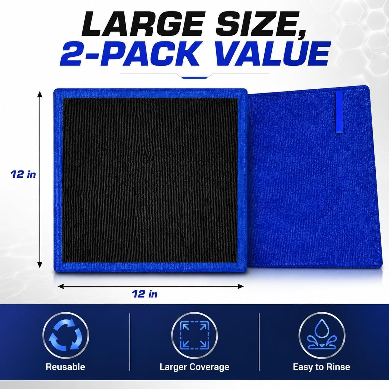 Clay Towel 2 Pack 12 X 12 Inch, Clay Bar Towel for Auto Detailing Microfiber Car
