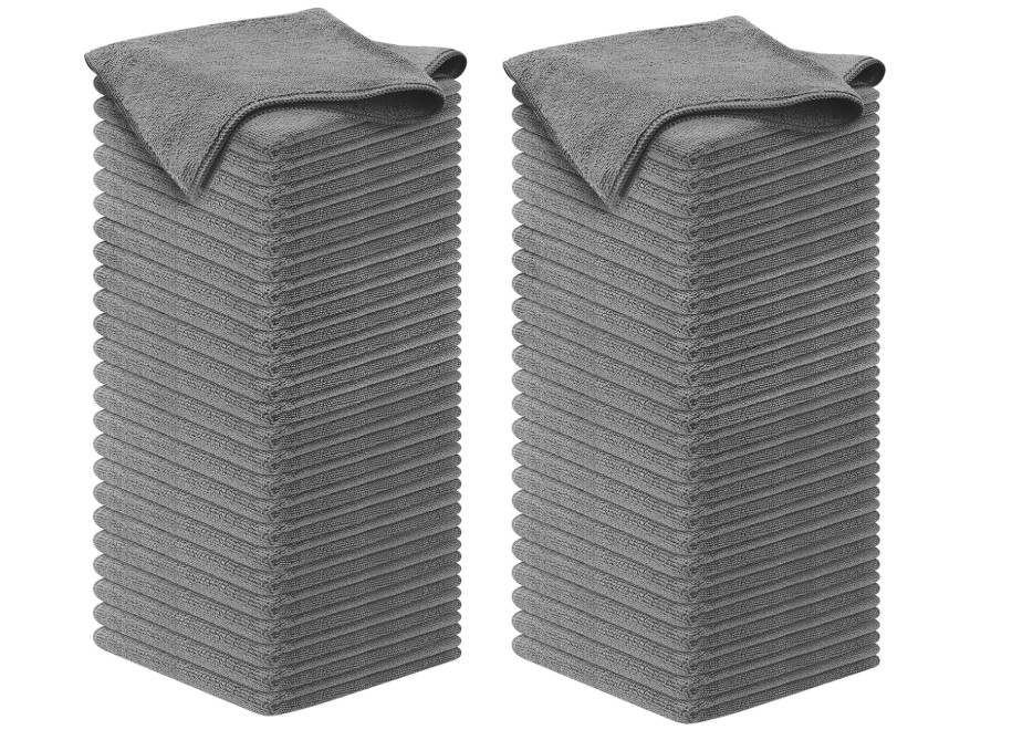 USANOOKS Microfiber Cloths – Grey 12.5×12.5″ – 1200 Washes – Ultra Absorbent
