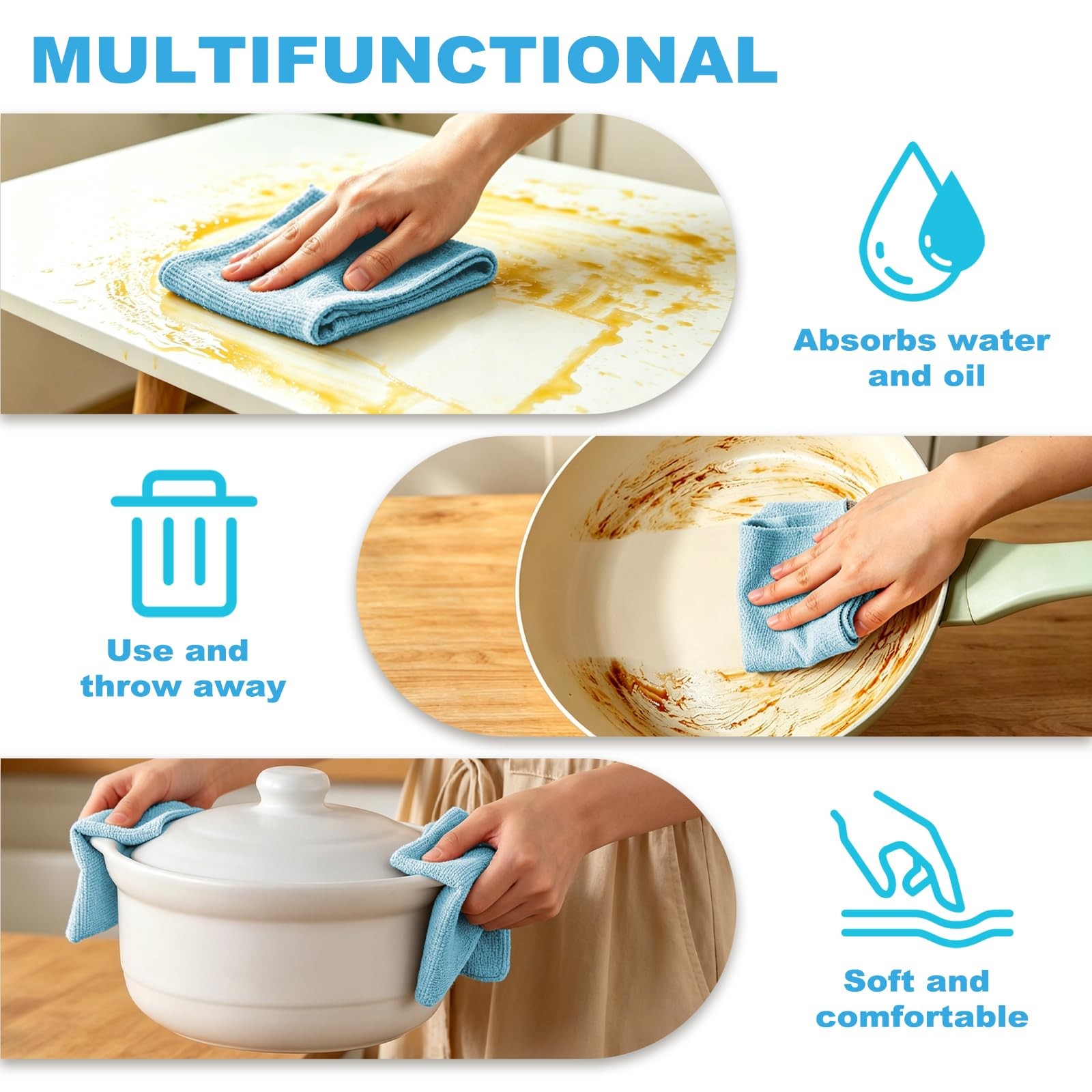 55 Pack Microfiber Cleaning Cloth Roll, Tear Away Reusable Paper Towels, 11″ …
