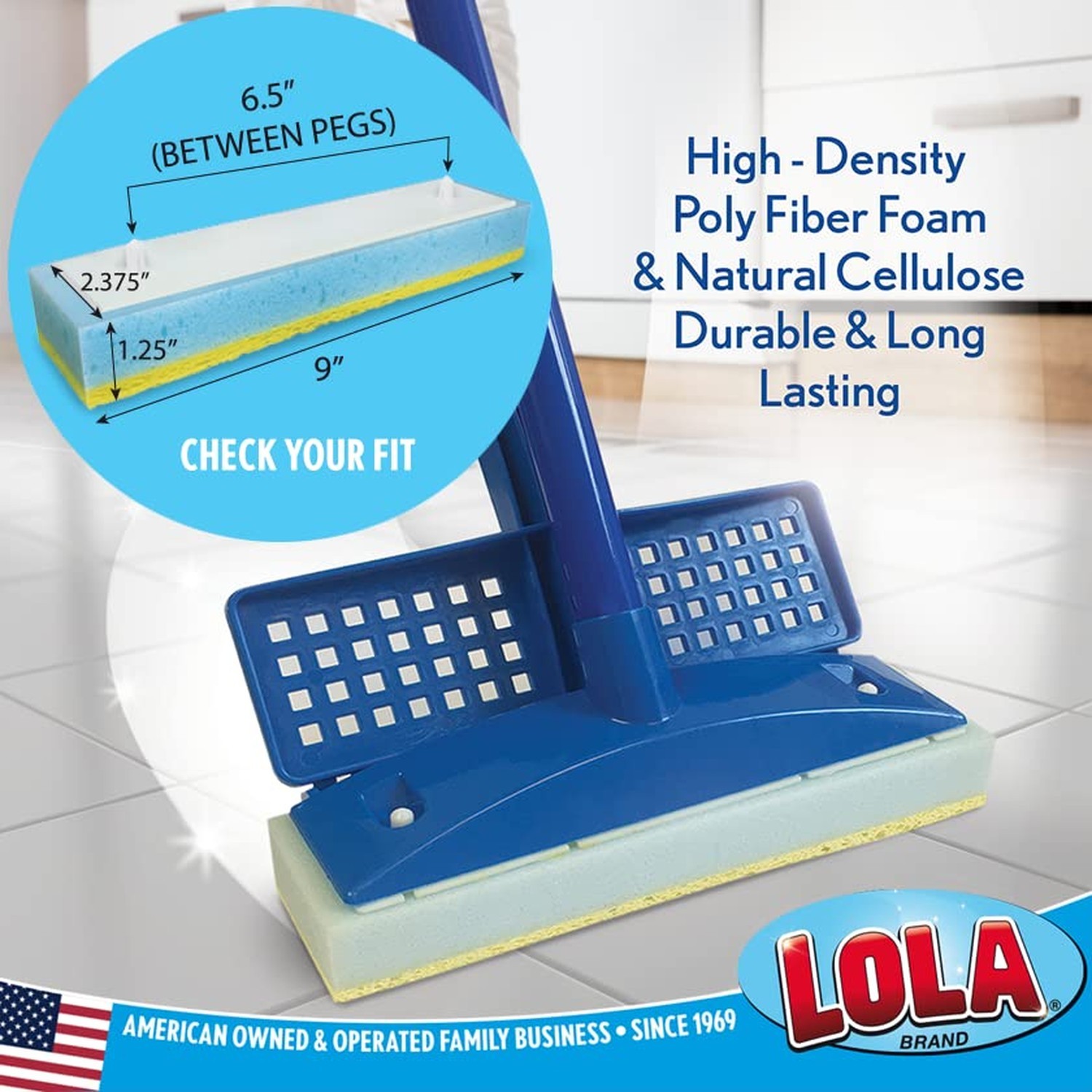 Lola Products Squeeze Sponge Mop Refill – w/Foam & a Natural Cellulose Layer,…