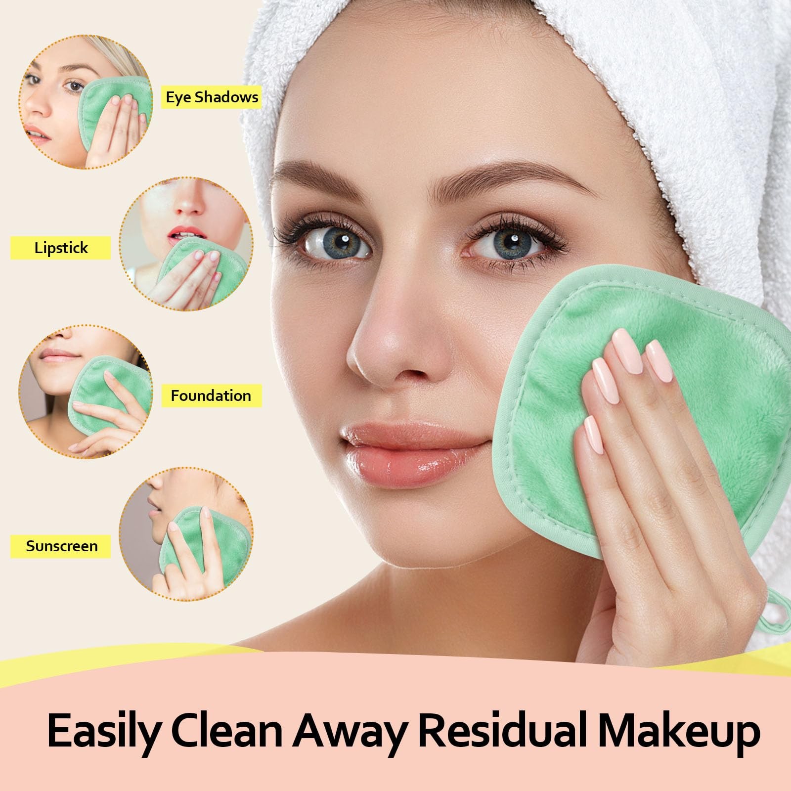 HOMEXCEL Makeup Remover Cloth 12 Count (Pack of 1 12), Green