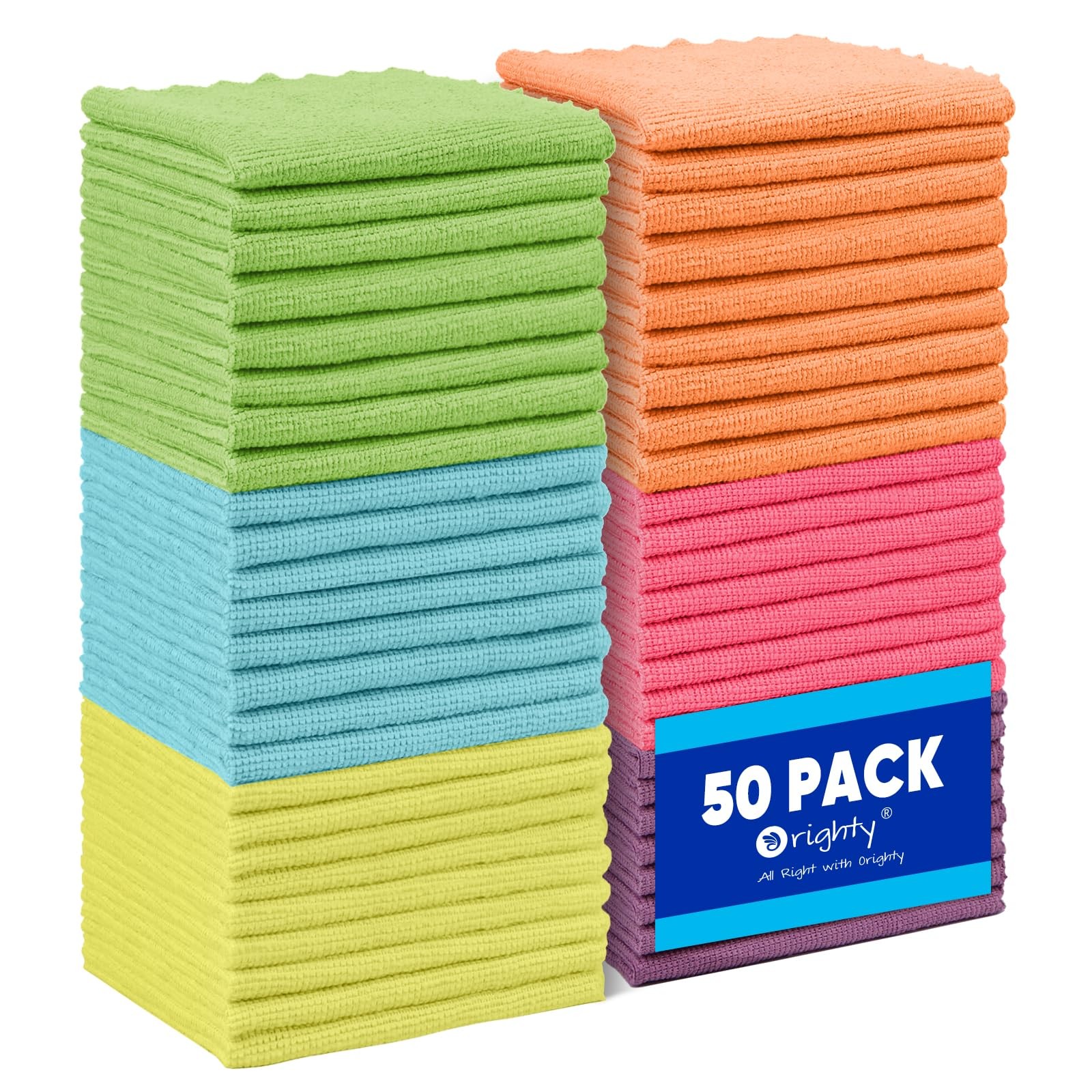 Orighty Microfiber Cleaning Cloths,50 Pack 50 Pack, Multicolor