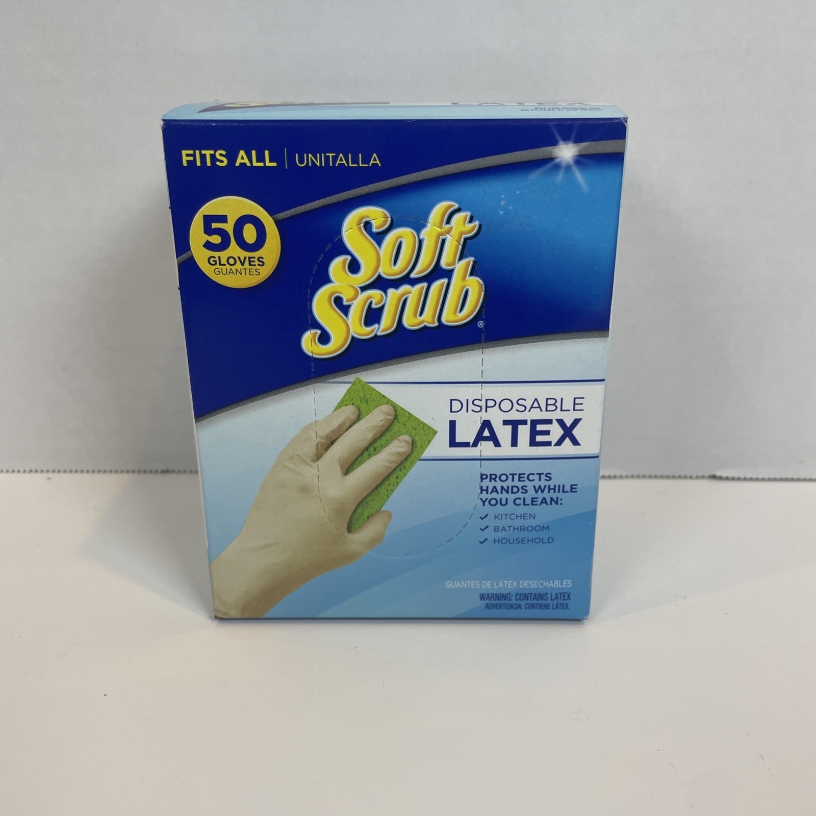Soft Scrub Disposable Gloves Unisex Fits All Beige Latex 50 Count Cleaning Work