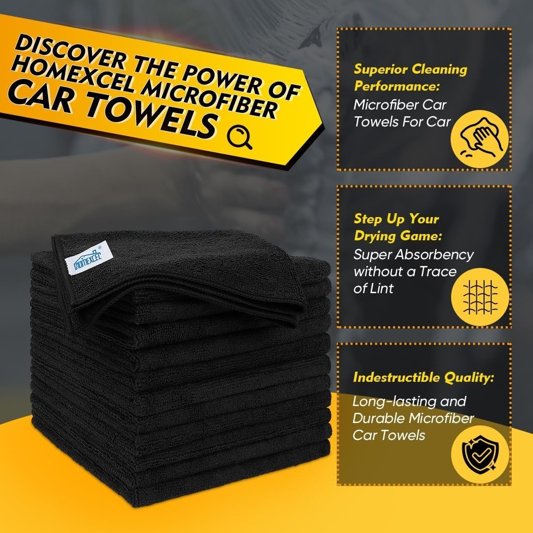 Ultra Absorbent 12 Pack Microfiber Towels – 16×16 Inch for Streak-Free Cleaning
