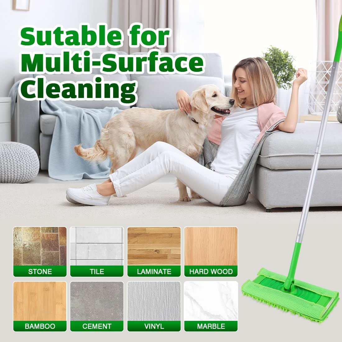 Reusable Microfiber Mop Pads with Swiffer Sweeper – 6 Pads + 1 Base Pad – Dry…