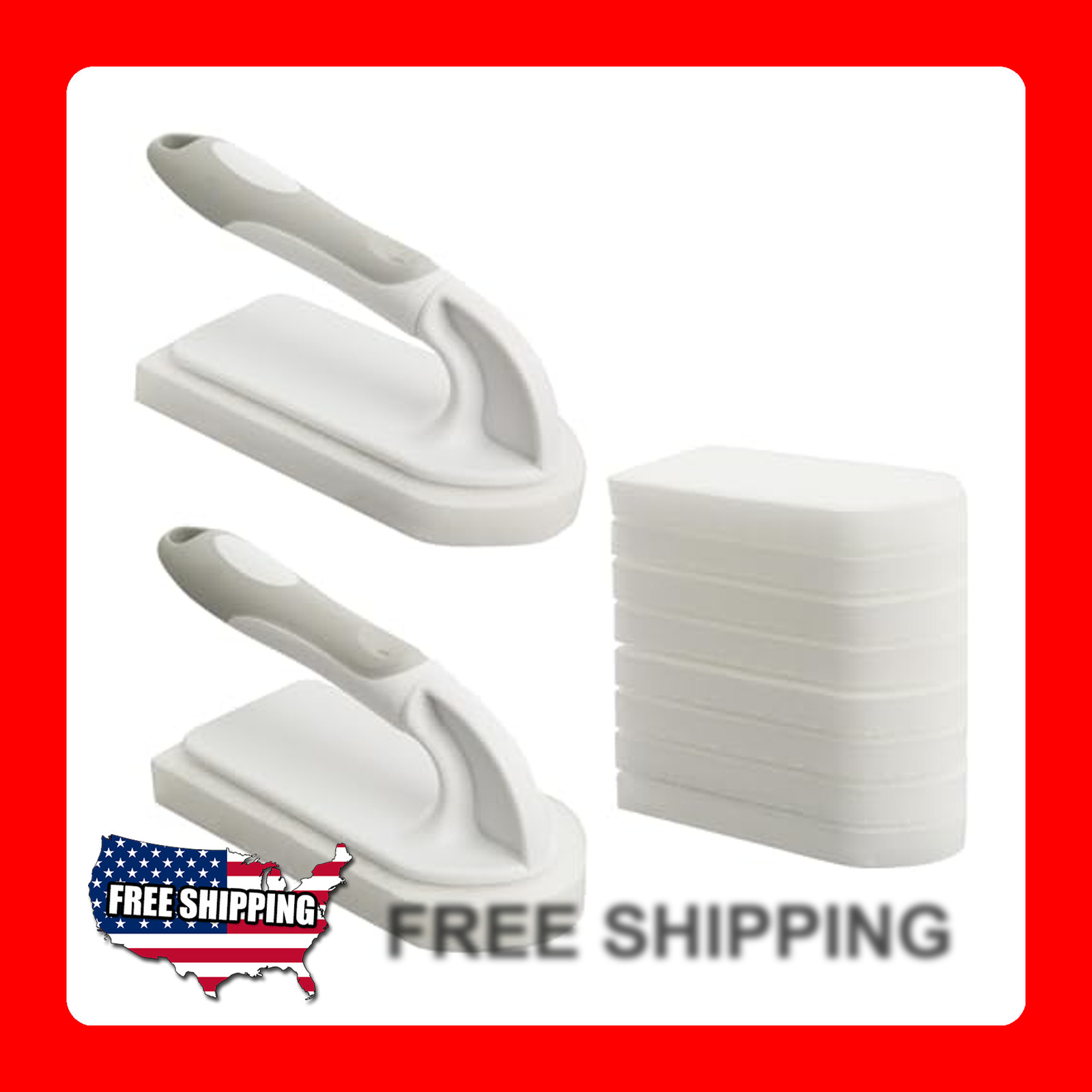 2 Pack Handheld Scrub Brushes with Hook-Shaped Pads for Heavy Duty Cleaning