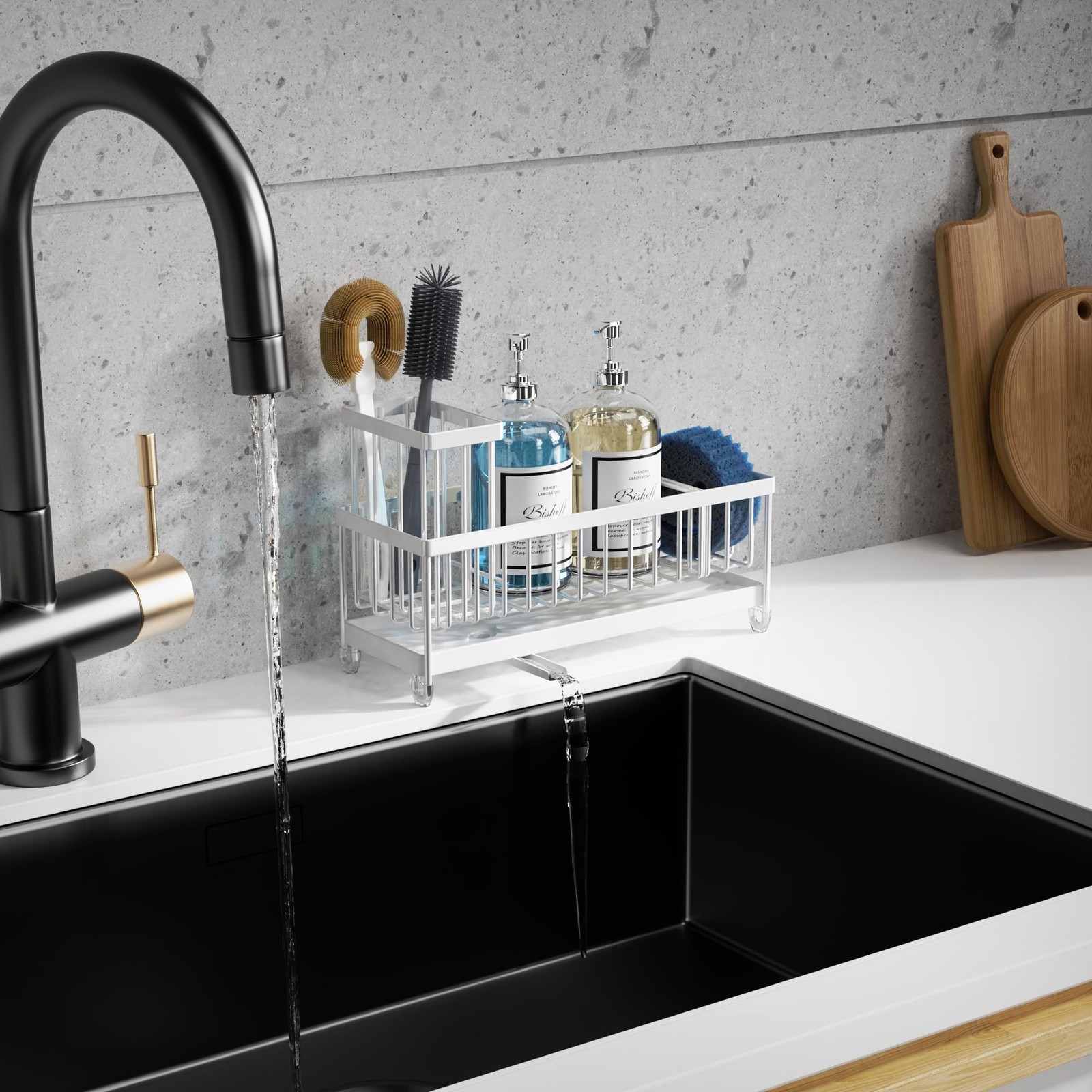 Moforoco Extra Large Kitchen Sink Caddy, Rustproof Sponge Holder XL, White