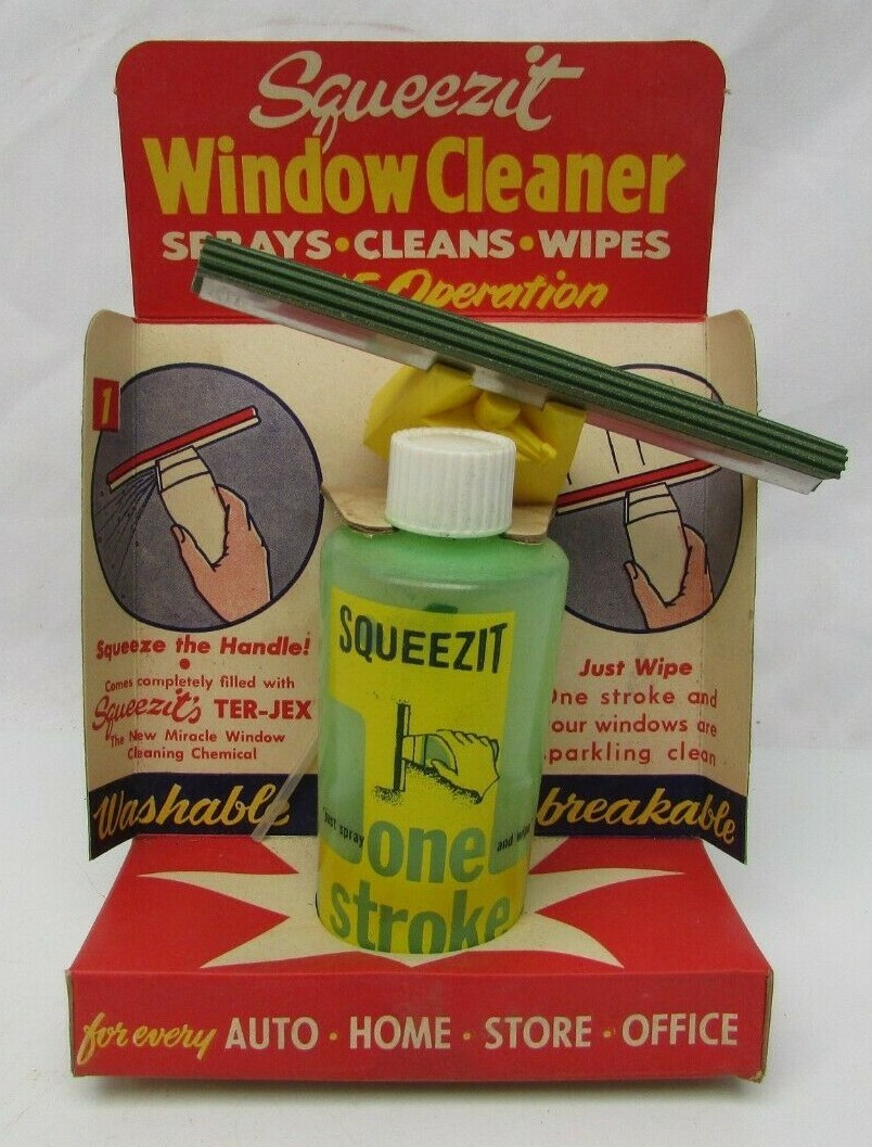 Rare Vintage Squeezit One Stroke Window Cleaner NOS See Description