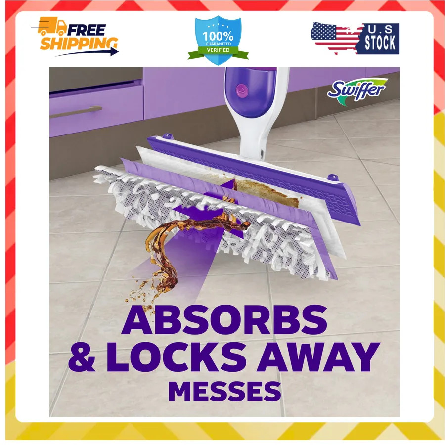 Swiffer Power Mop Floor Cleaning Kit for Wood Tile Vinyl and Laminate