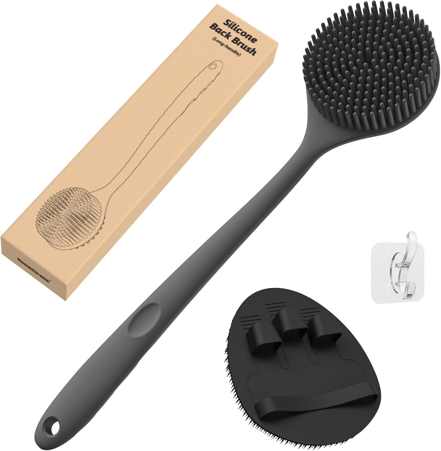 Manmihealth Silicone Back Scrubber(Thick Bristles) & Soft Bath Glove Set
