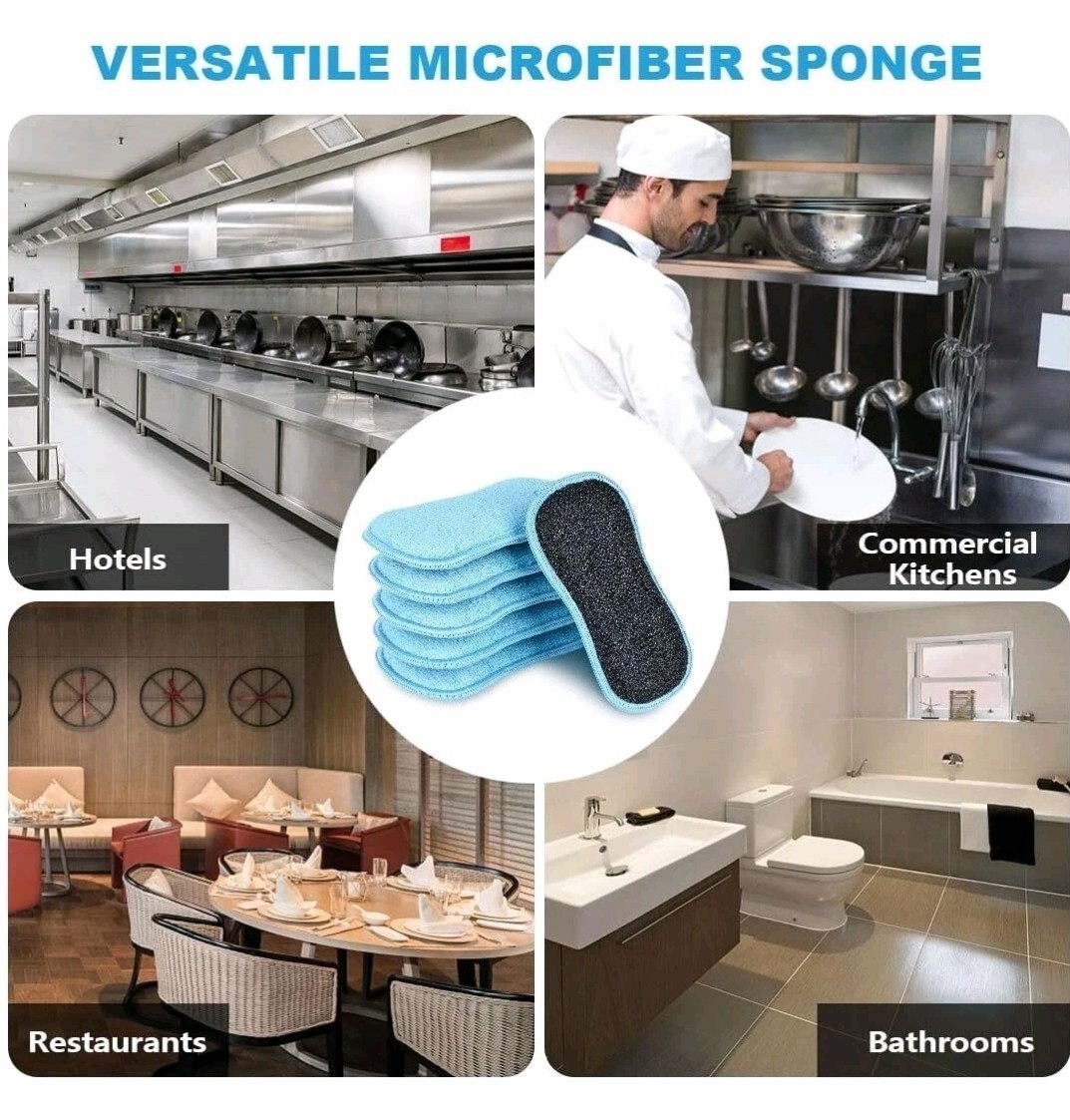 12 Pack Multi-Purpose Scrub Kitchen Dish Sponge Non-Scratch Microfiber FS