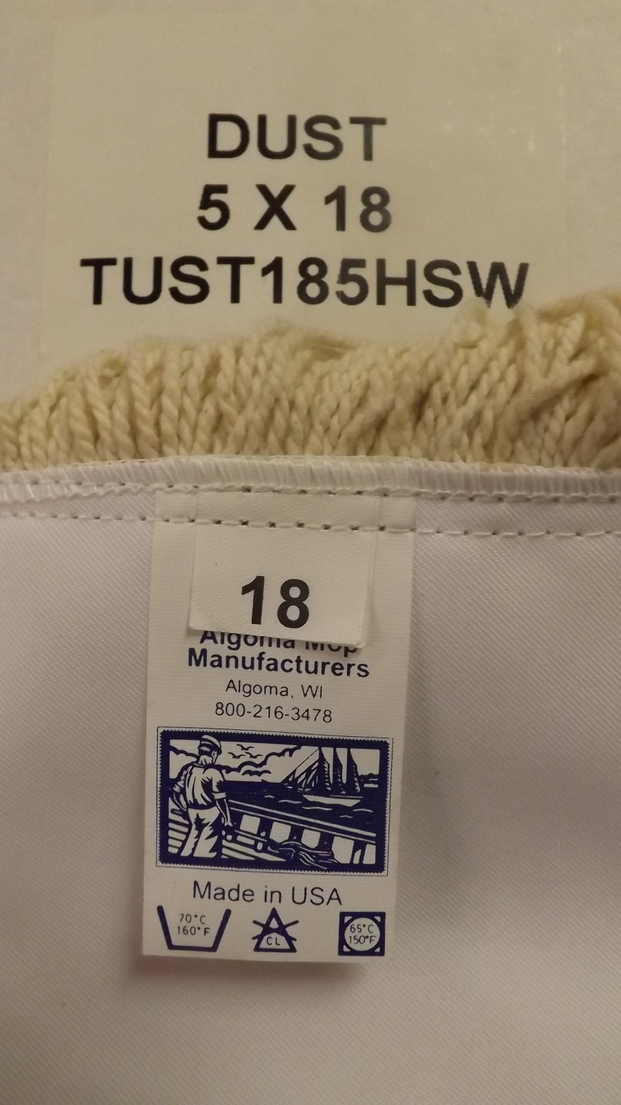 Algoma 18 ” Industrial Dust Mop Refill Head USA MADE Fringe, Nautral Cotton