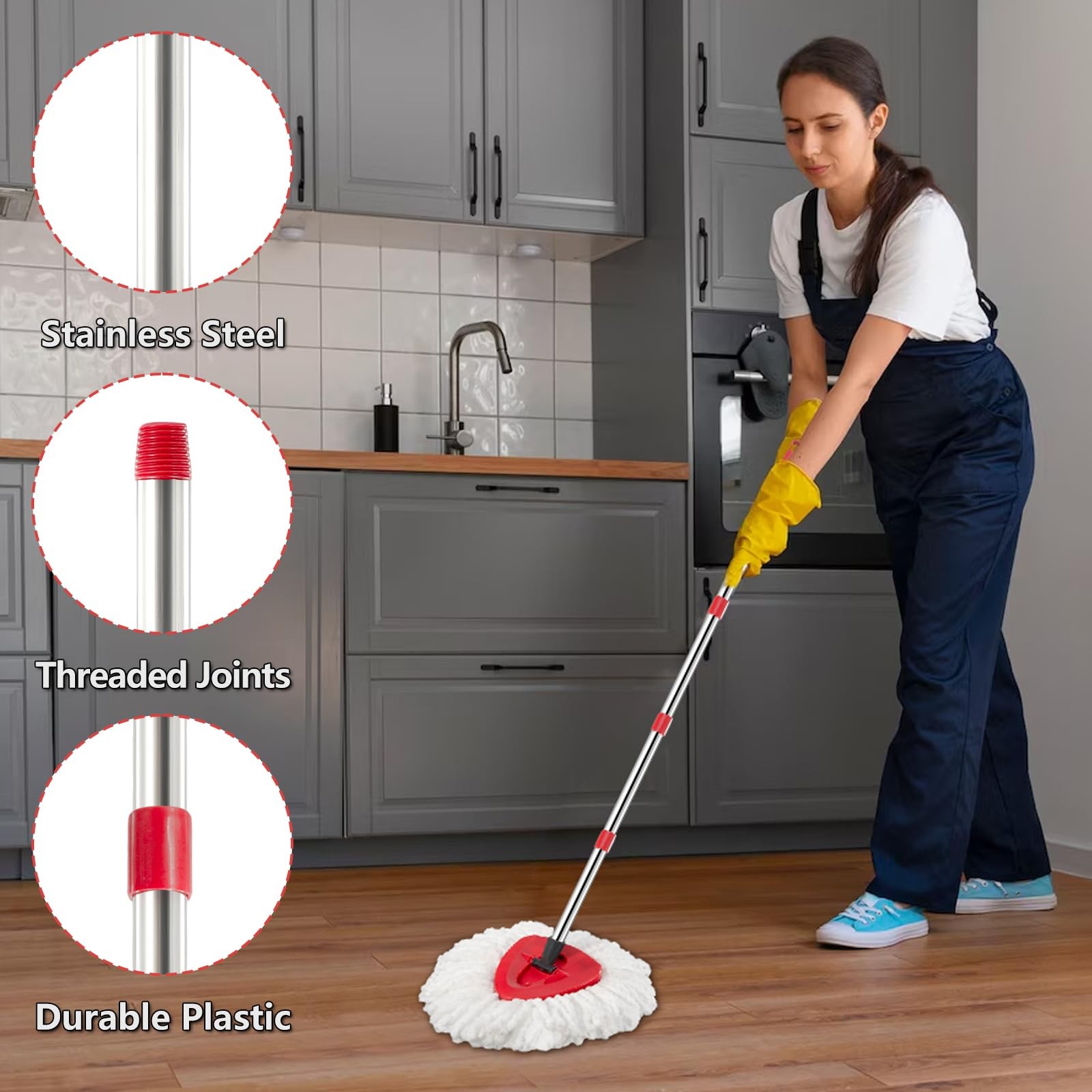 Spin Mop Replacement Set, Compatible with O-Ceda EasyWring 1-Tank Spin Mops 2…