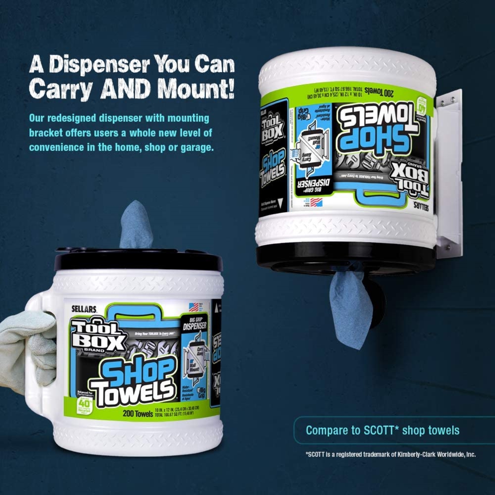 Sellars (#55208) Toolbox Shop Towels Dispenser Bucket- (2 Bucket of 200 Sheets)