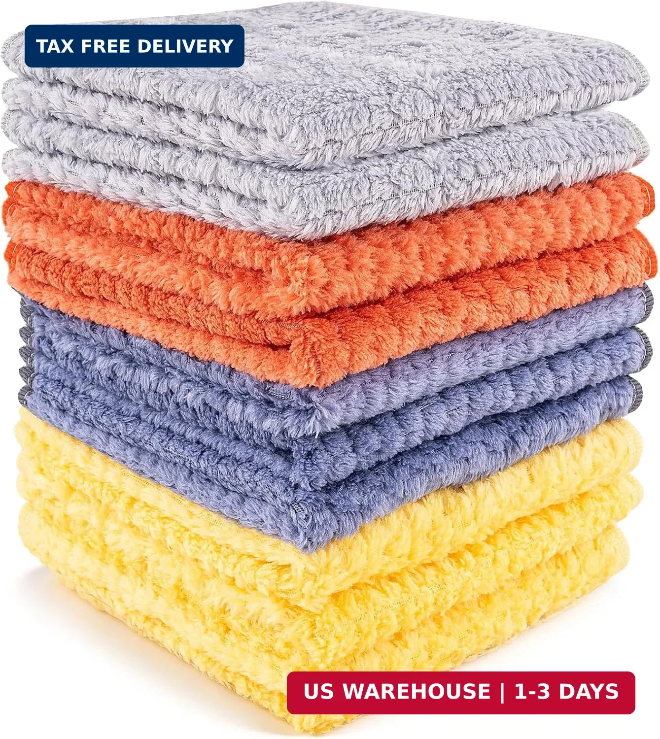 Microfiber Cleaning Cloths 12″ x 12″: 10 Pack Reusable lint-Free | Towels for Gl
