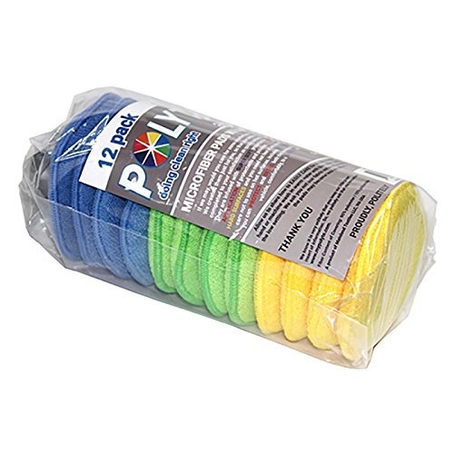 Microfiber Detailing Wax 12 Pack, 13 cm Multi-blue,green,yellow-microfiber