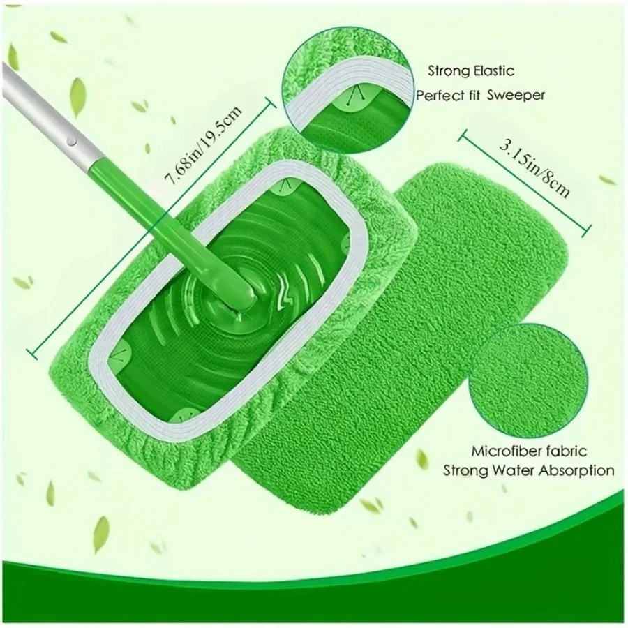 Green Mop Cloth 4 Piece Reusable Washable Household Cleaning Pads