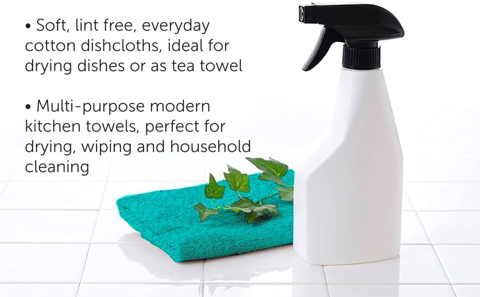 4 Pack Kitchen Towels, 100% Cotton Dish Towels, 15 x 25 Inch Absorbent Kitchen