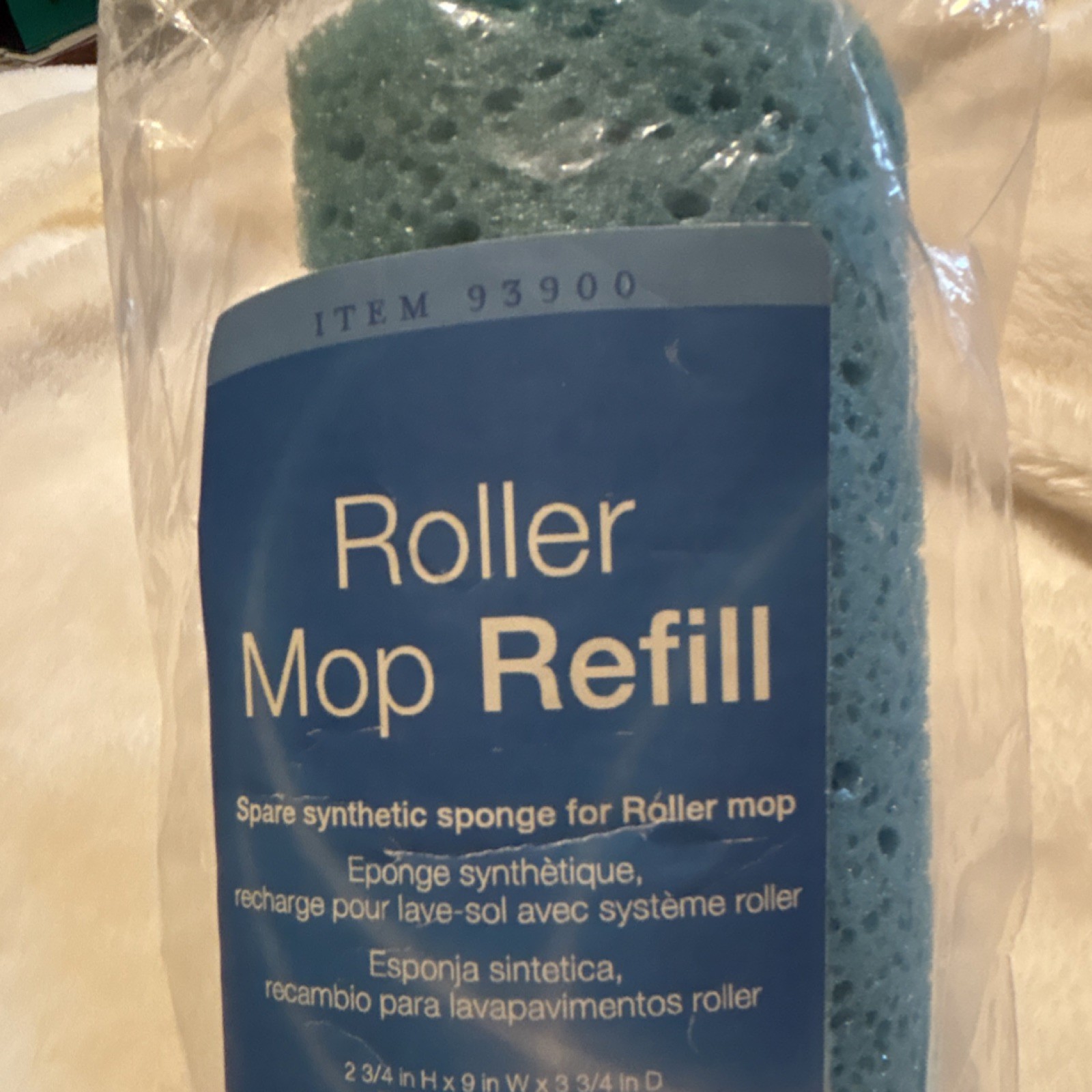 Melolly Roller Mop Refill Synthetic Sponge Blue MPN 93900 9×3.75×2.75in