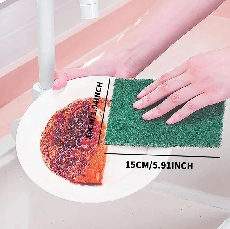 20pcs Green Scratch Free Scrub Pads Reusable Kitchen Cleaning Sponges – NEW