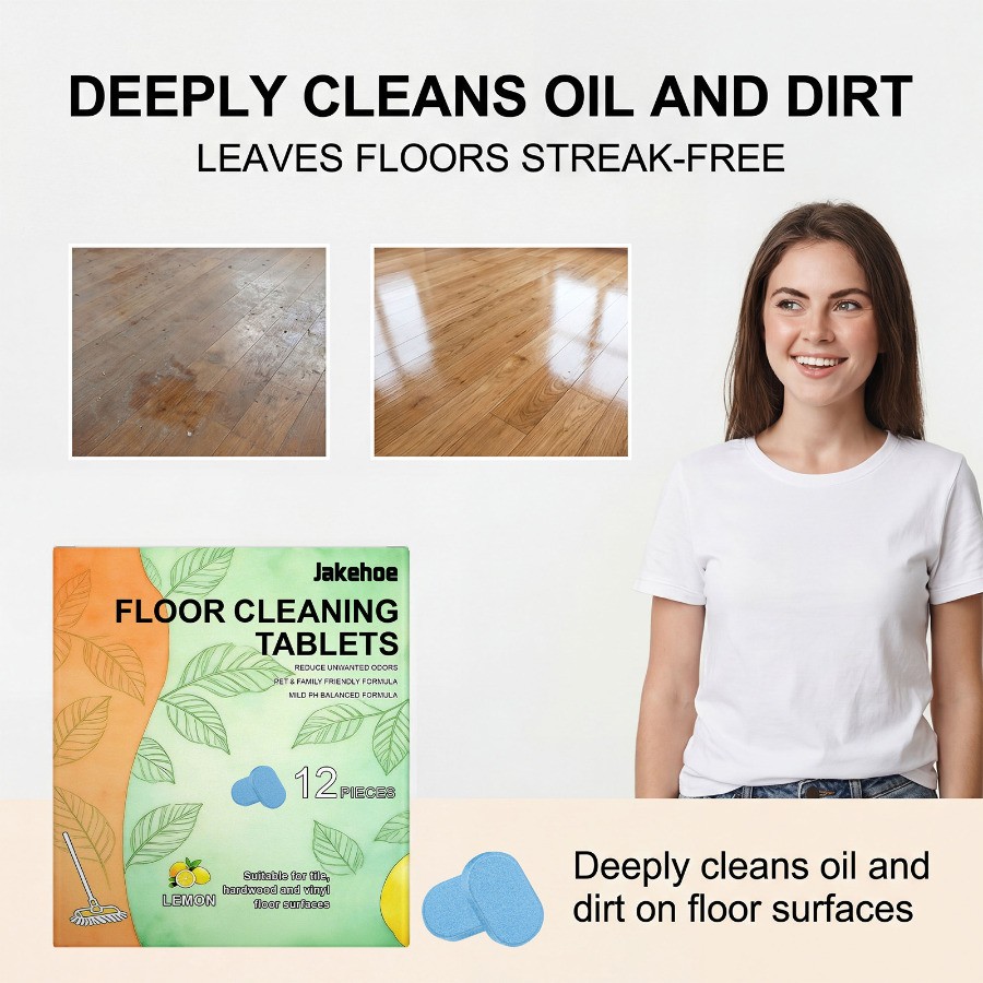 12X Floor Cleaner Tablets Pre-Measured Dissolvable for Tile Vinyl Hardwood Lemon