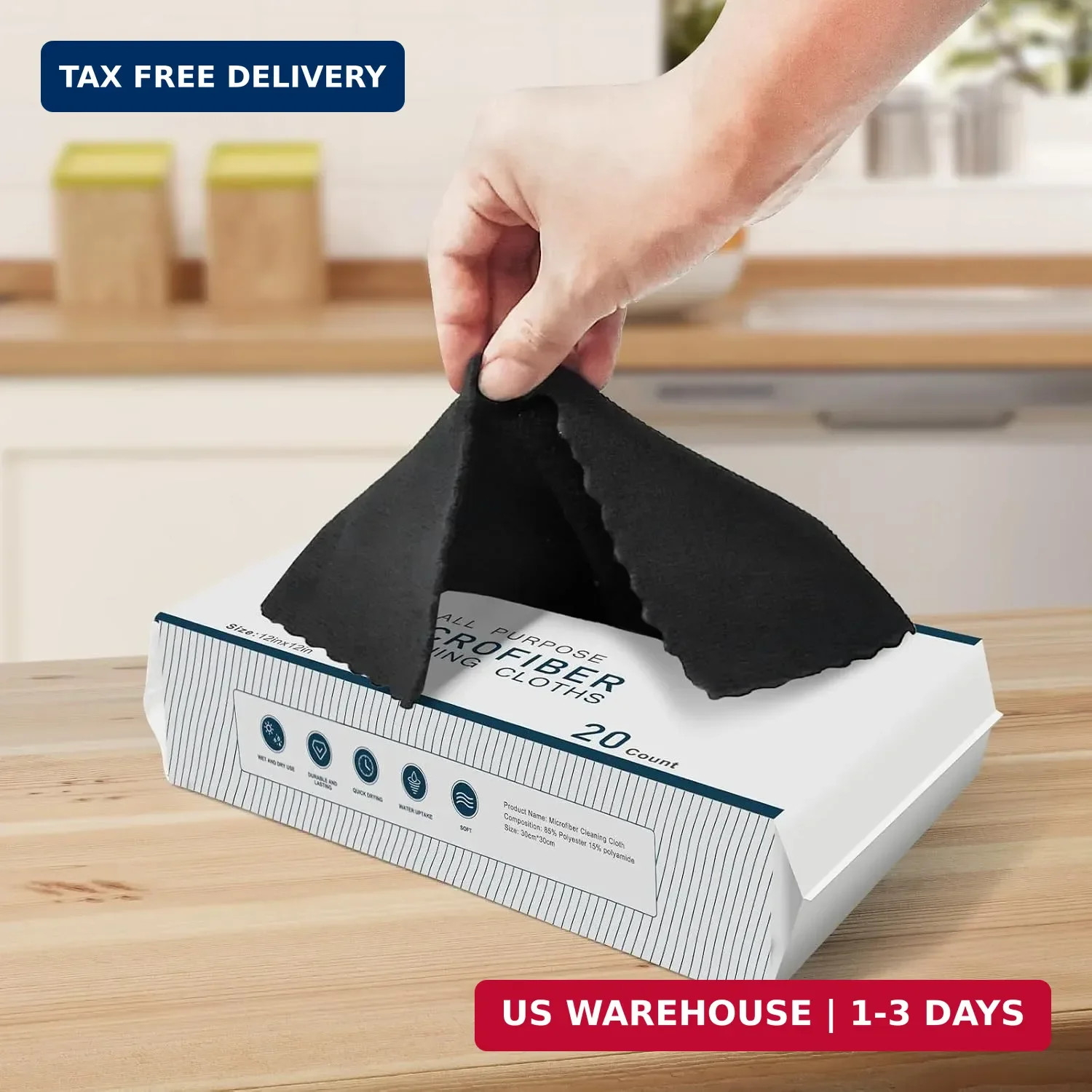 MRD’s Home 12″ x 12″ Black Microfiber Cleaning Cloth,40Pack Multi-Purpose Reusab