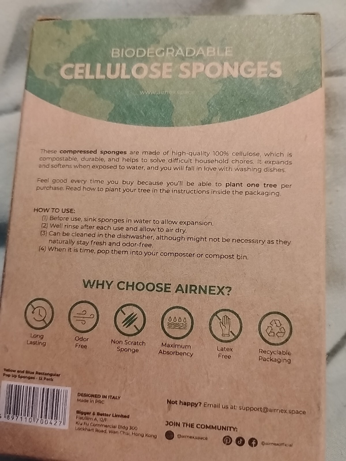 Biodegradable Cellulose Compressed Sponges – Pack of 12. 12 Pack Blue & Yellow.