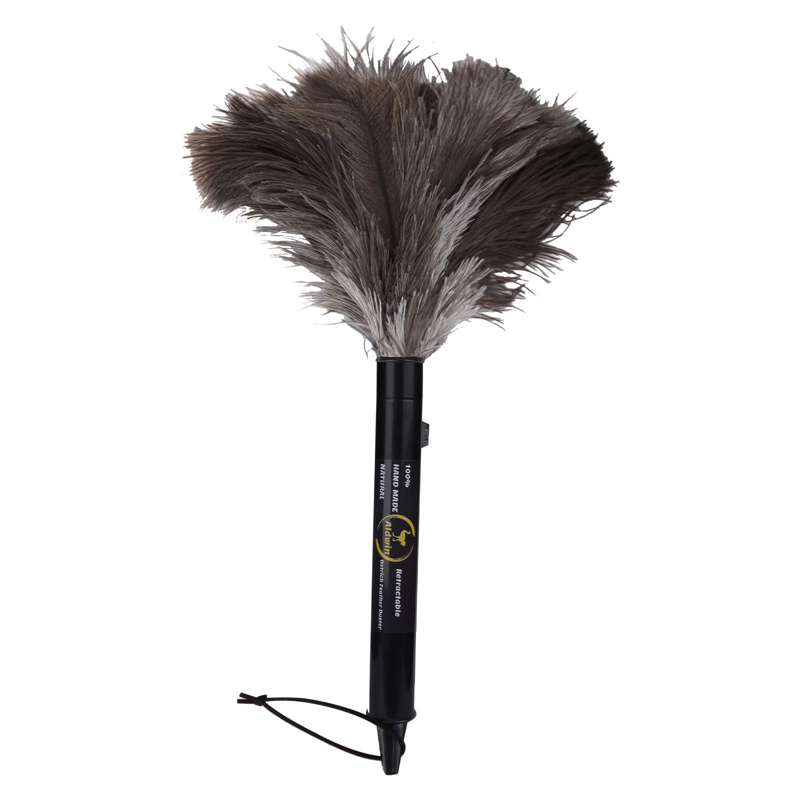 Aldwin Ostrich Feather Duster Retractable 1 Pack,16 inch Genuine Fluffy Gray