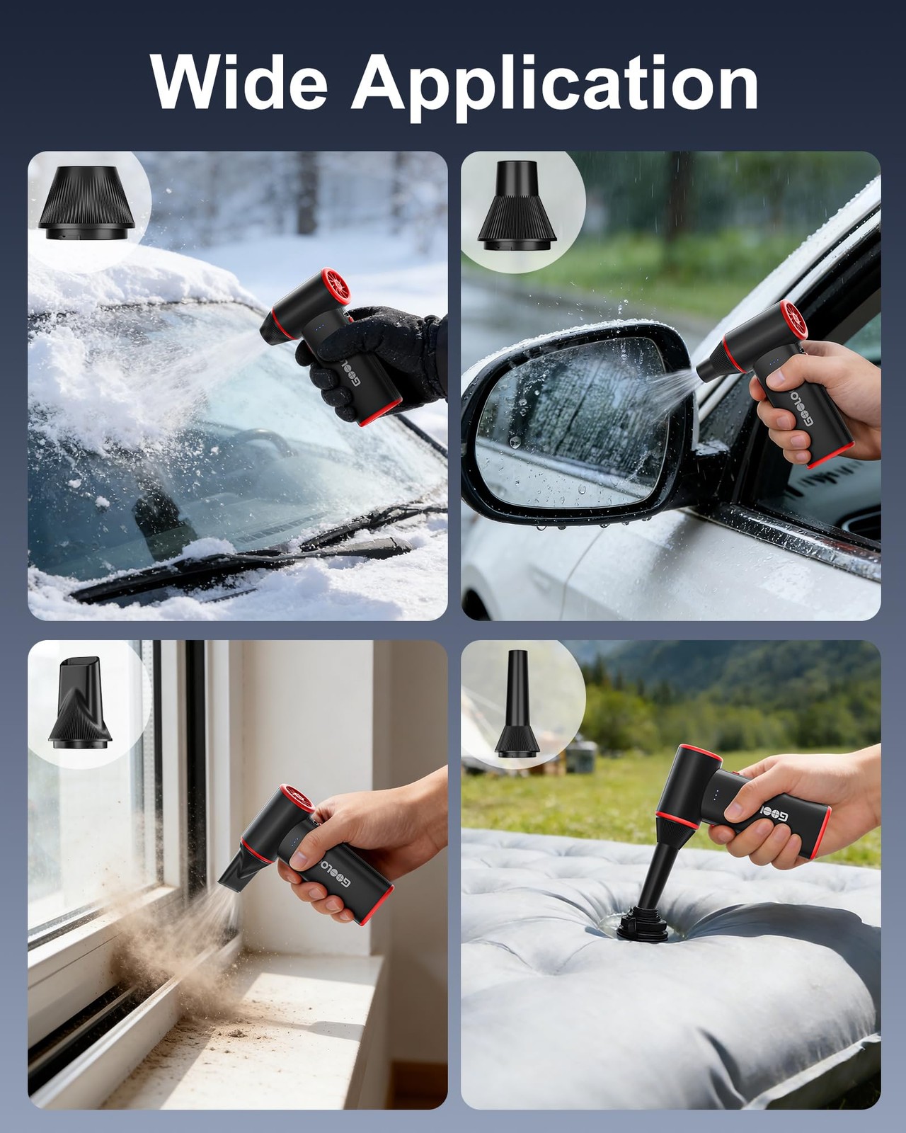GOOLOO F3 Compressed Air Duster, 150000RPM Duster for Cleaning, 3-Gear Black