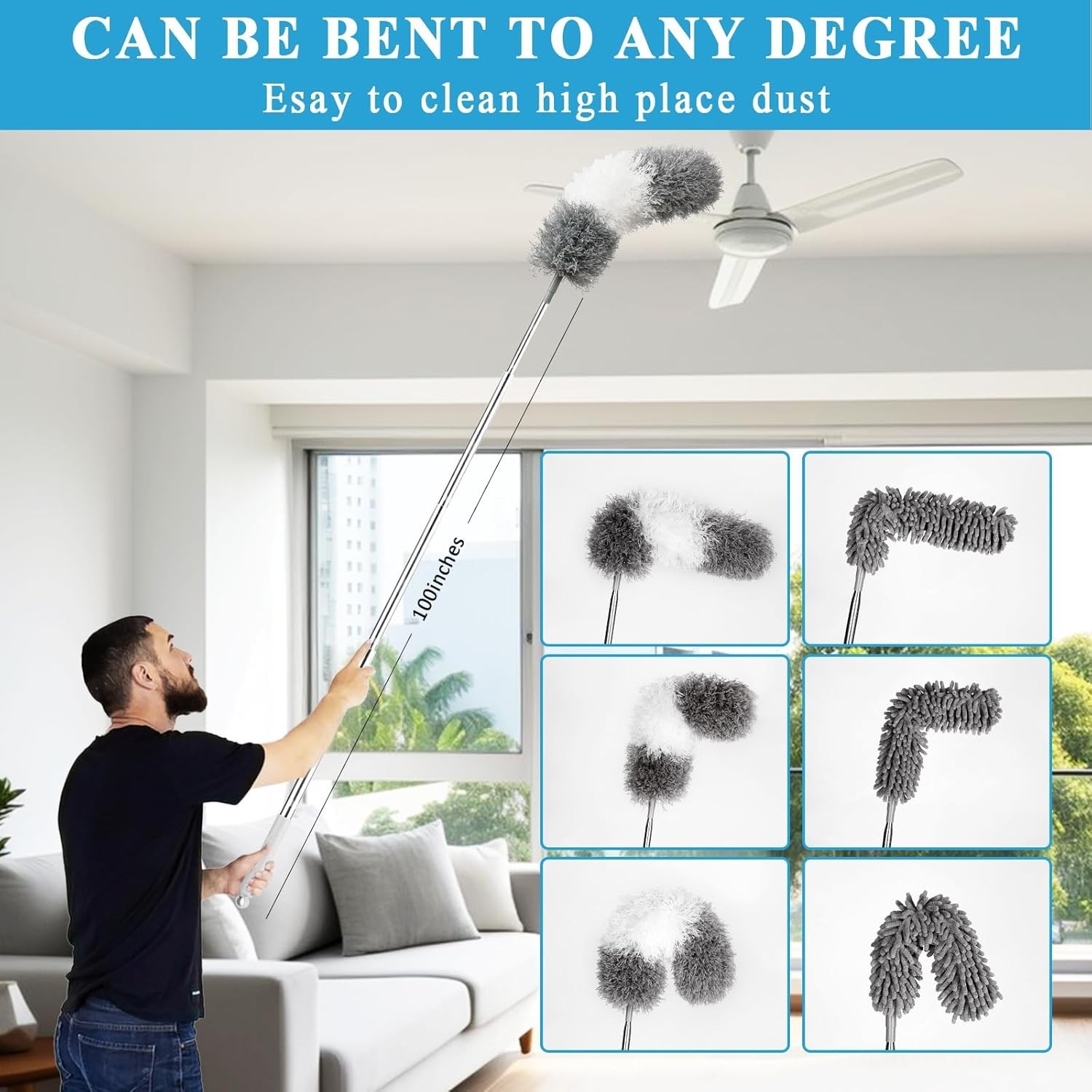 Complete 27pc Duster Set with 100 Inch Telescoping Pole for Hard-to- Areas