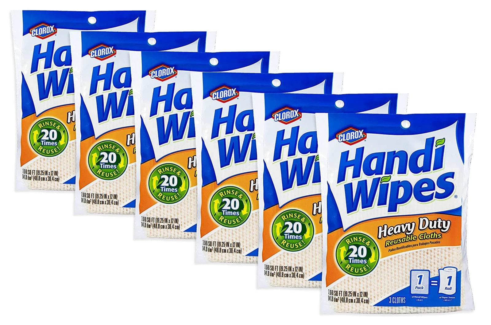 HEAVY DUTY HANDY CLOTHS ABSORBENT MULTIPURPOSE CLEANING TOWELS 6 PKS/18 BEIGE