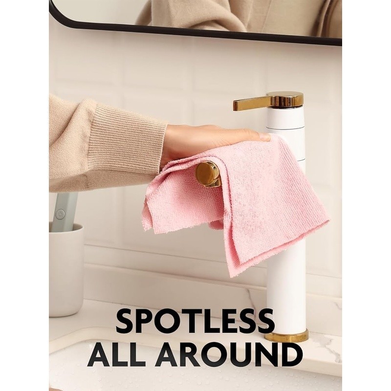 75 Count Microfiber Cleaning Cloths Quick Tear Washable Lint Free Absorbent Pink