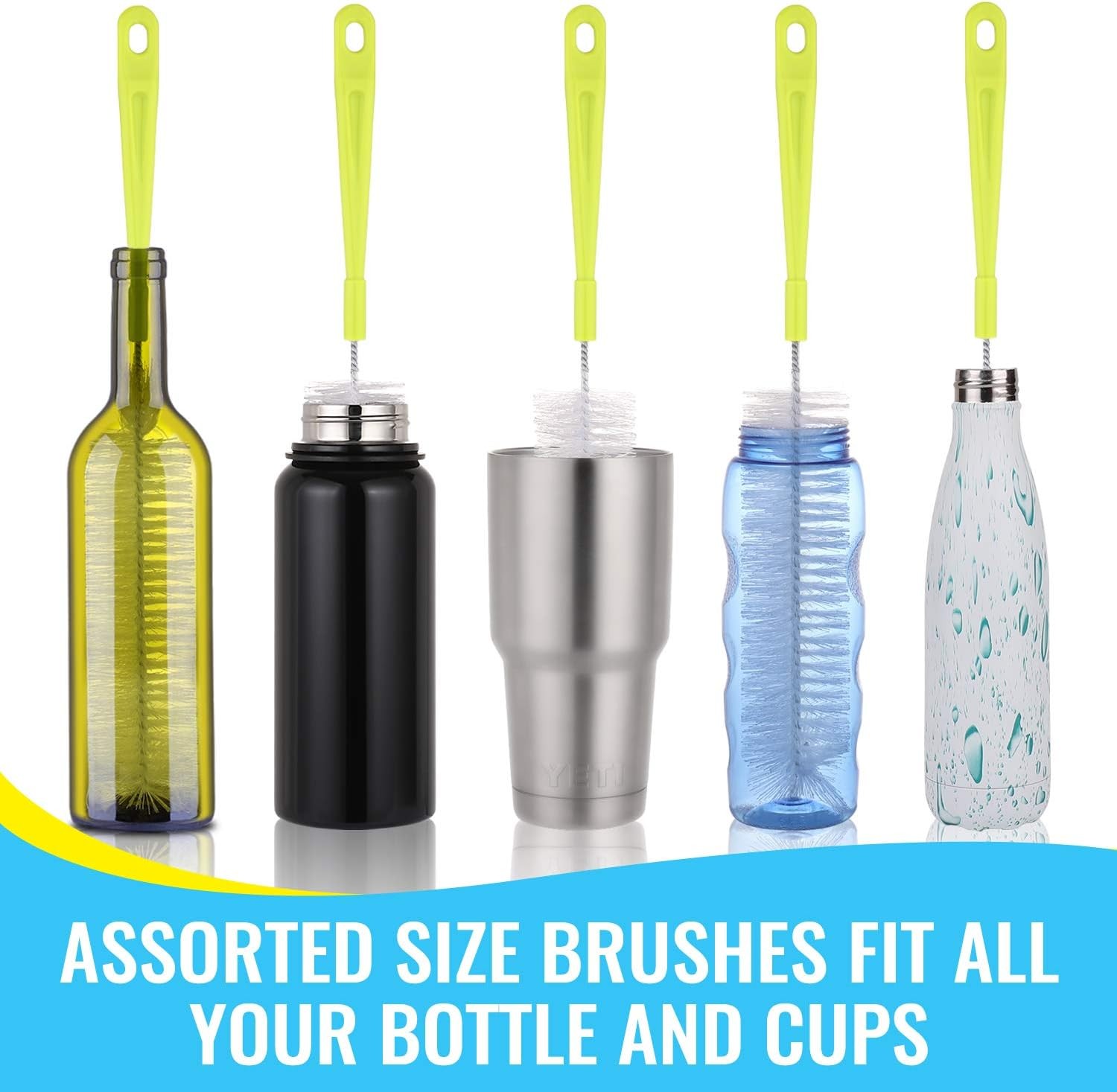 Bottle Cleaning Brush Set – Long Handle Bottle Cleaner for Washing Narrow Neck