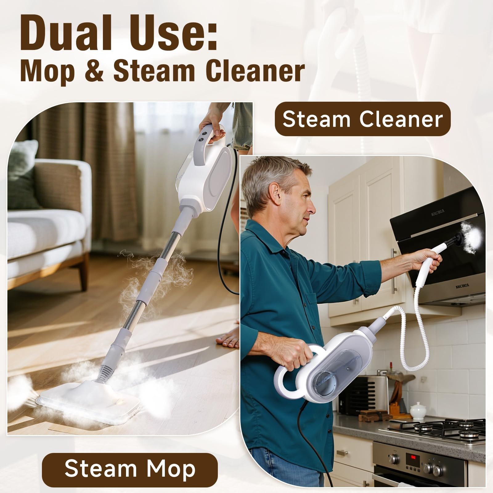 Steam Mop, 13-in-1 Powerful Handheld Steam Cleaner with 13 Accessories, 500ML…