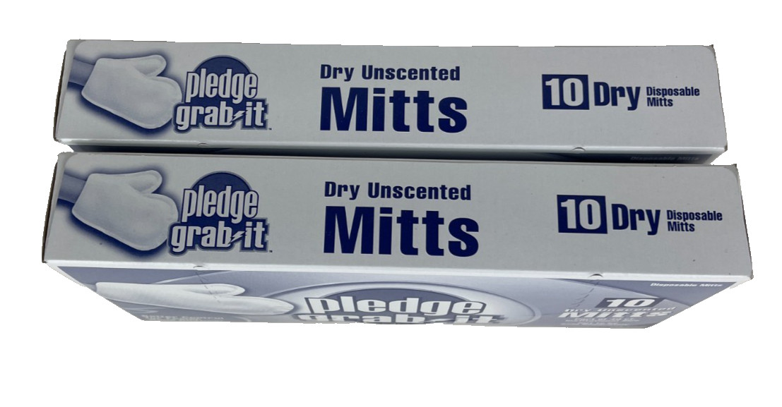 2 Pledge Grab It Disposable Mitts Dry Unscented 10ct Hand Dusting New