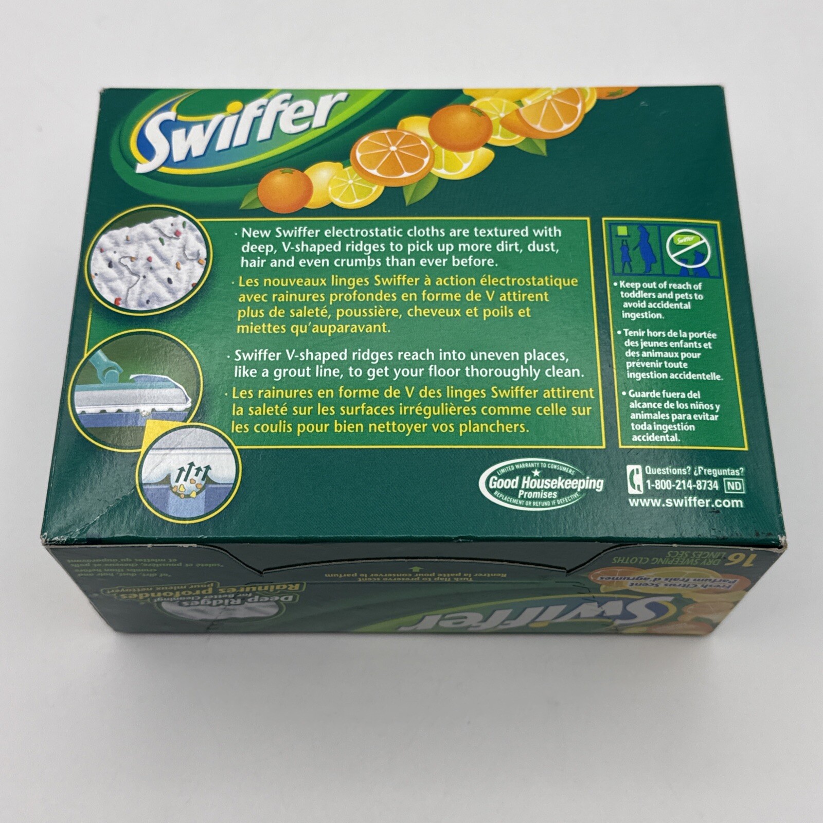 Swifter Sweeper Fresh Citrus Scent Disposable Dry Sweeping Cloths Deep Ridge New