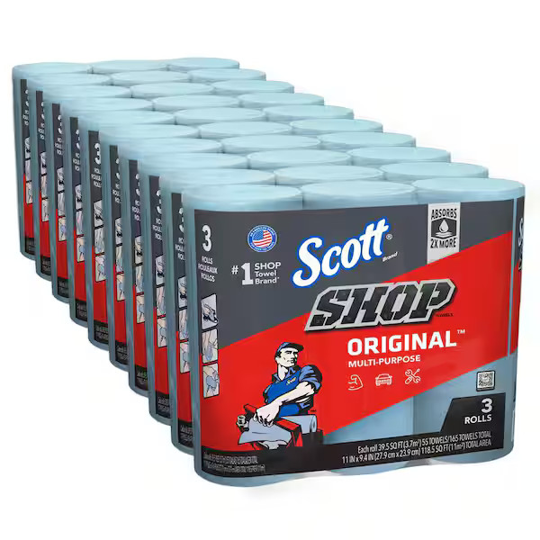Blue 1-Ply 9×11 Shop Towel Cleaning Wipes (3-Pack Bundle of 10)