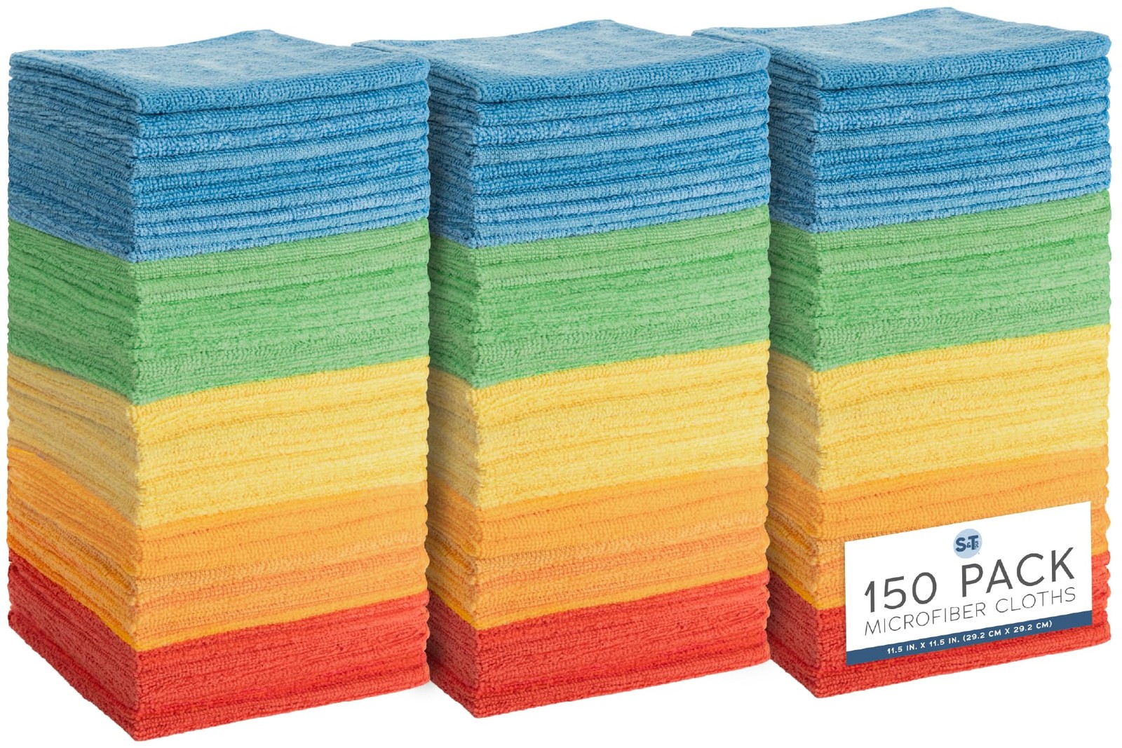 S&T INC. 150 Pack Microfiber Cleaning Cloth, Bulk Towels 150 Pack, Assorted
