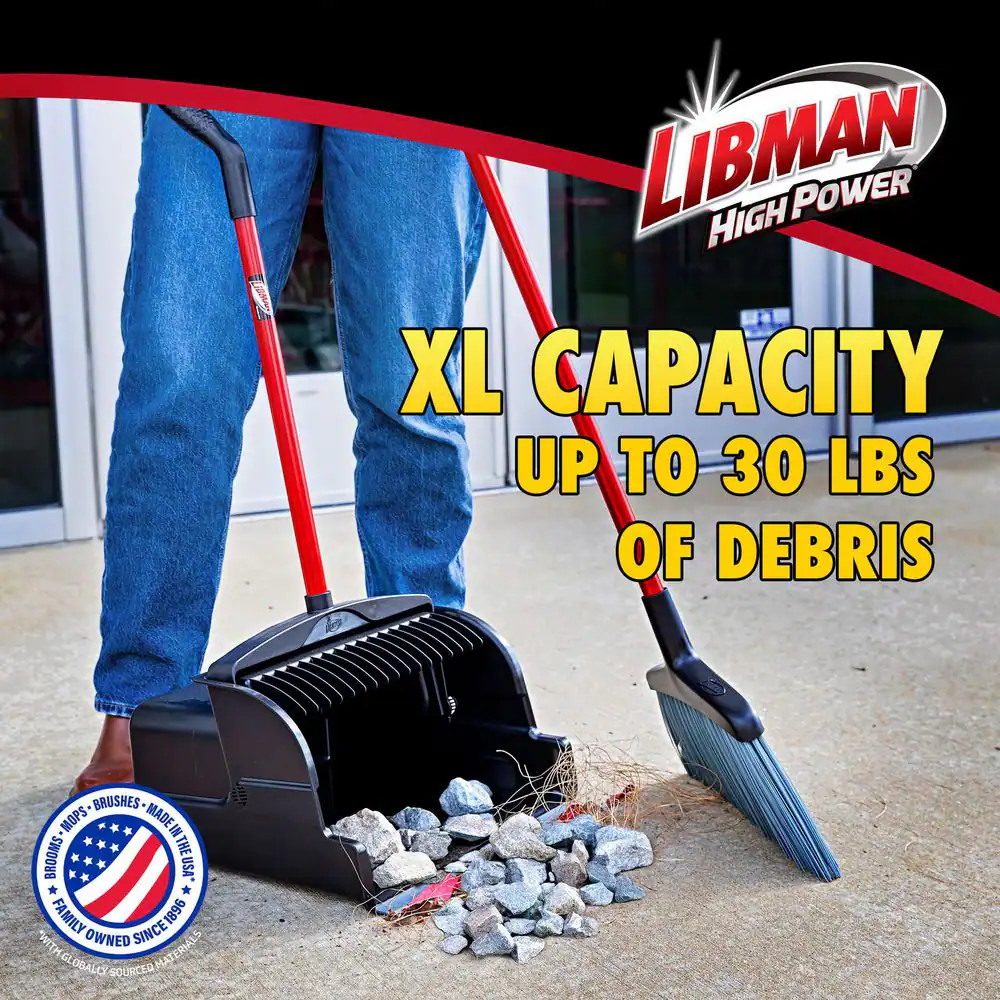 16 In. High Power Large Scoop Upright Dust Pan with Steel Handle (2-Pack)