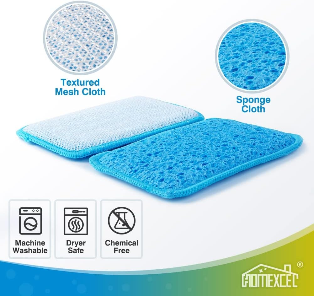 12 Pack Scrub & Wipe Cloths, Dual-Sided Sponges for Kitchen, All-Purpose Cloth