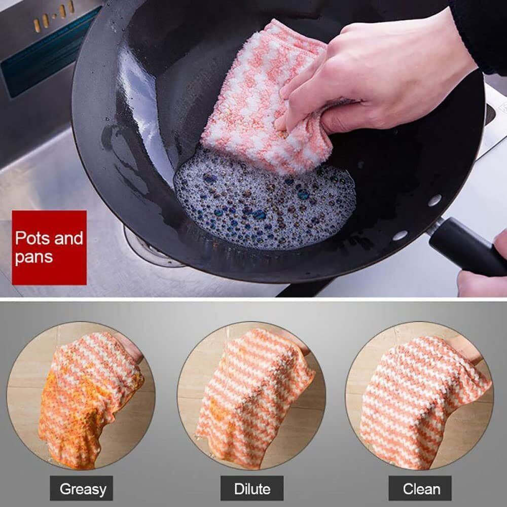 Circulatik Cleaning Rag, 5/10PCS Microfiber Cleaning Reusable Kitchen Dish Cloth