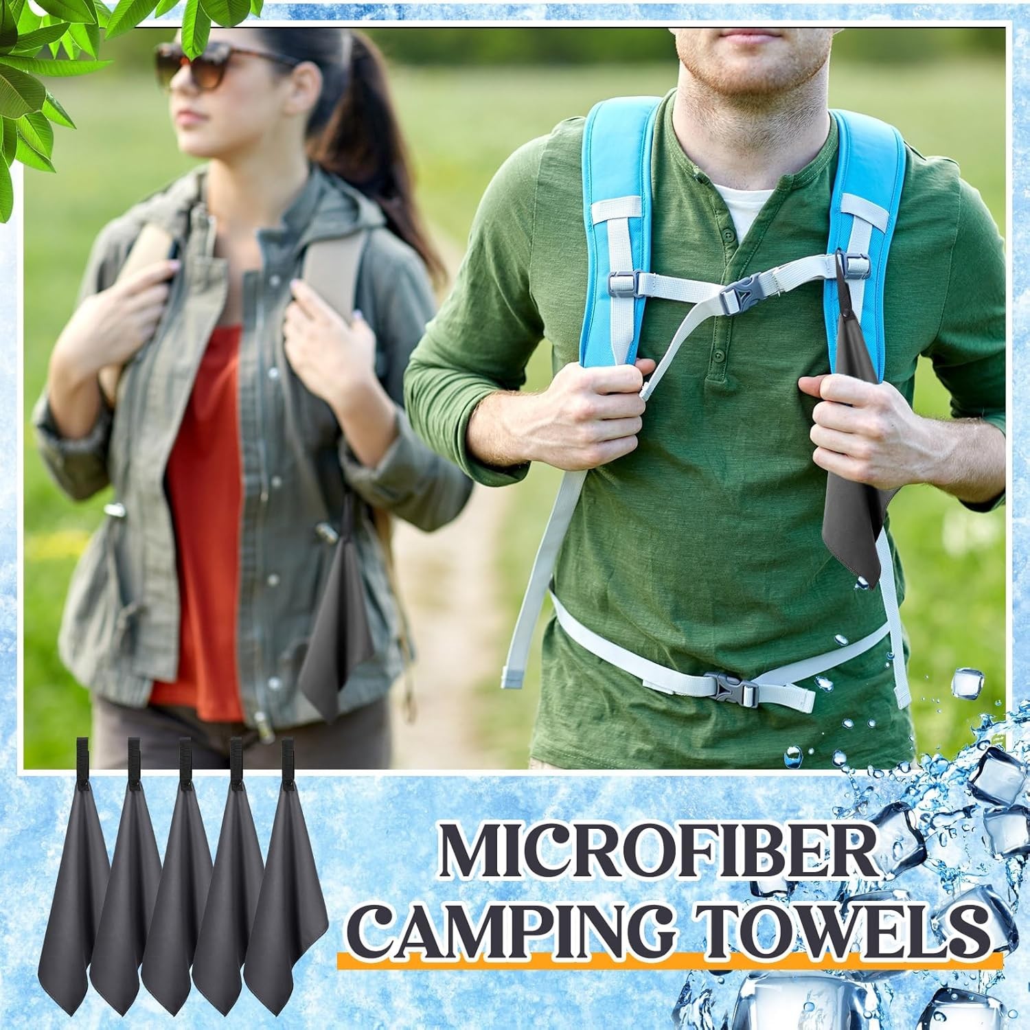 10 Count Quick Dry Microfiber Camping Towels 25×32 cm Travel Hand and Face Towel